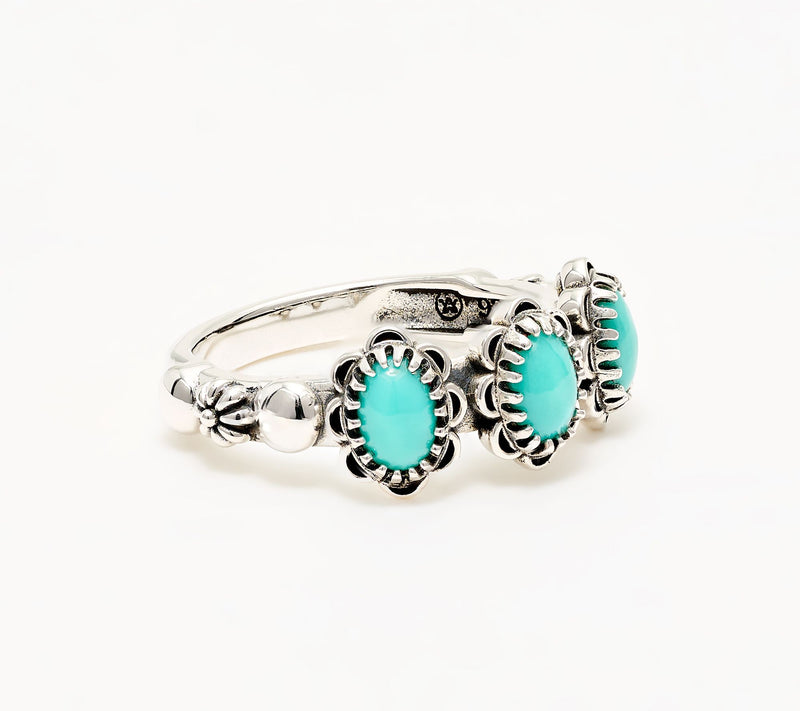 American West Sterling Concha Gemstone 3 Stone Ring — View 16