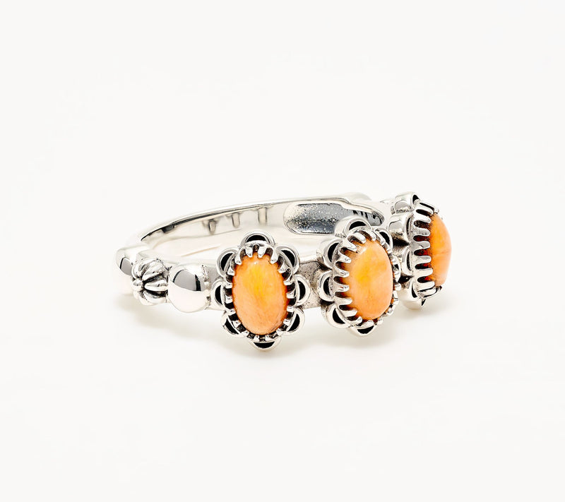 American West Sterling Concha Gemstone 3 Stone Ring — View 17