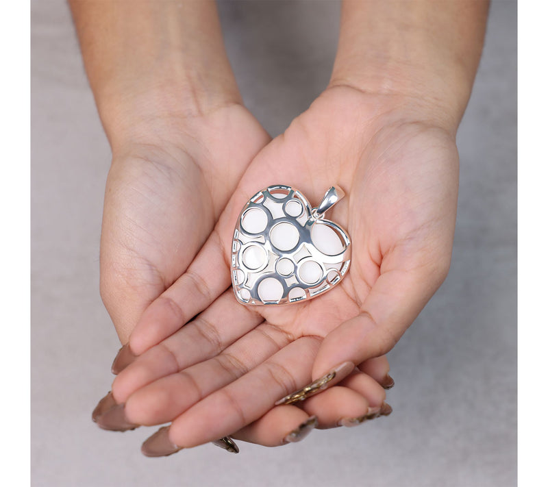 Italian Silver Open Circle Heart Pendant, Sterling — View 3