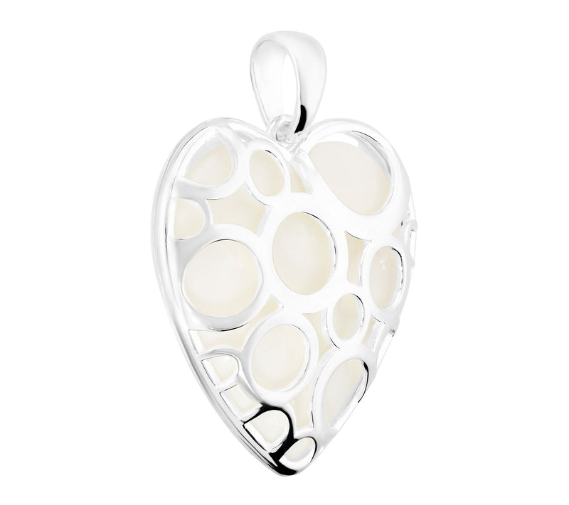 Italian Silver Open Circle Heart Pendant, Sterling — View 2