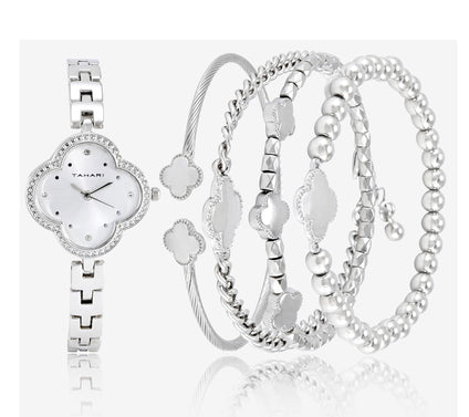Tahari Women's Silvertone 5 Piece Watch & Bracelet Set