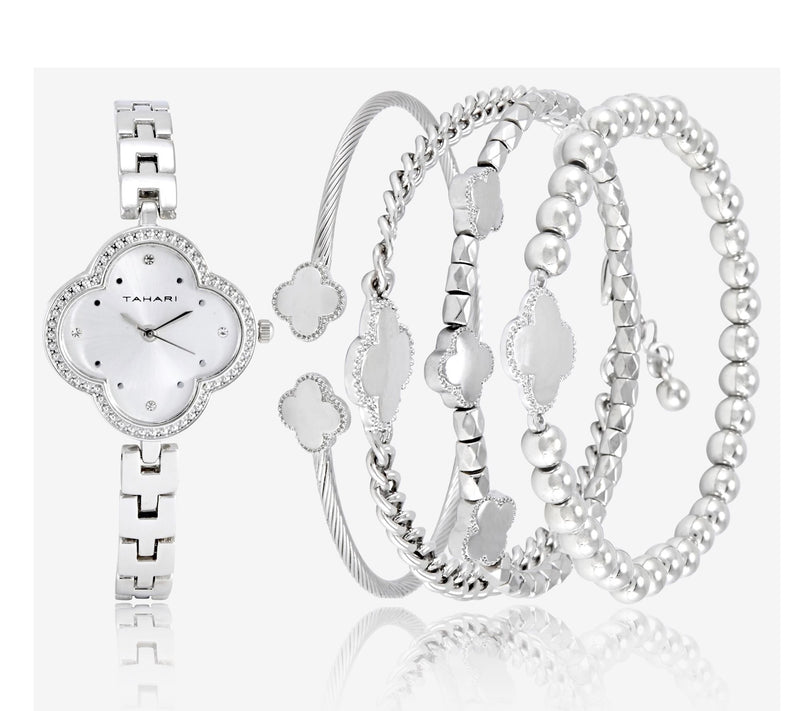 Tahari Women's Silvertone 5 Piece Watch & Bracelet Set — View 8