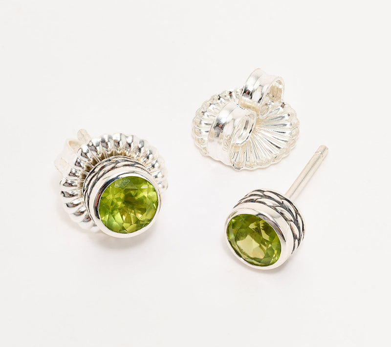 JAI Sterling Silver Round Gemstone Stud Earrings — View 2
