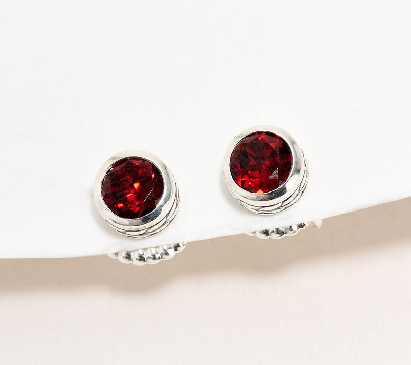 JAI Sterling Silver Round Gemstone Stud Earrings — View 11
