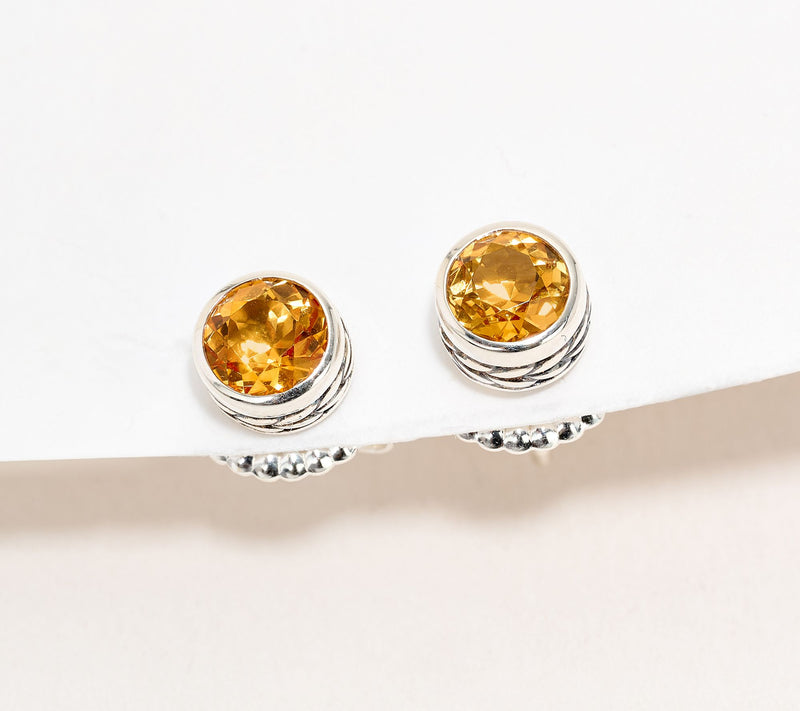 JAI Sterling Silver Round Gemstone Stud Earrings — View 13