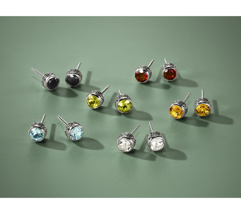 JAI Sterling Silver Round Gemstone Stud Earrings — View 3