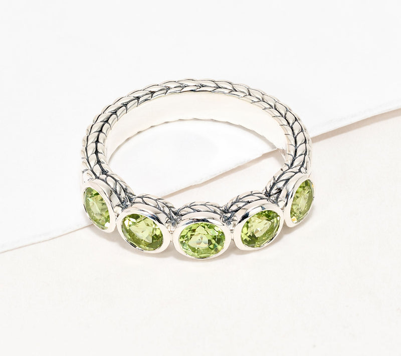 JAI Sterling Sterling Silver Round Gemsone Bezel Set Band Ring — View 12