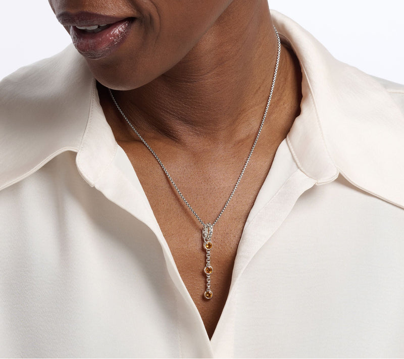 JAI Sterling Bezel Set Gemstone Box Chain Enhancer — View 4
