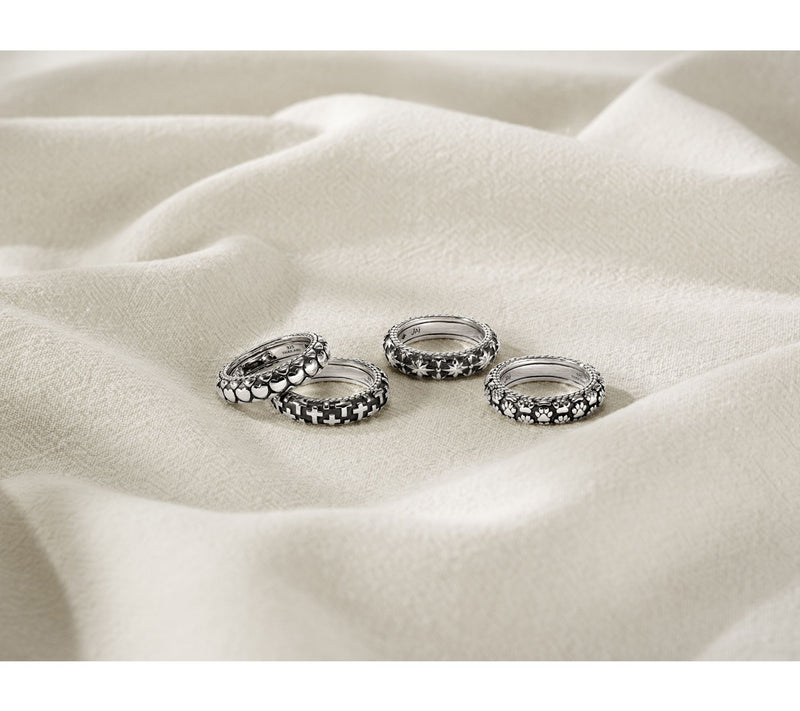 JAI Sterling Silver Symbols of Love Textured Band Ring — View 2