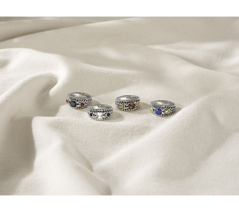 JAI Sterling Silver Multi-Gemstone Basketweave Band Ring — View 3