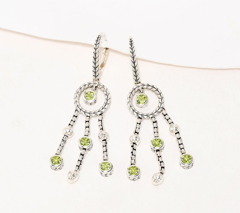 JAI Sterling Silver Gemstone Box Chain Chandelier Earrings — View 12
