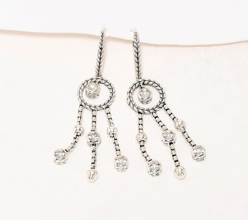 JAI Sterling Silver Gemstone Box Chain Chandelier Earrings — View 14