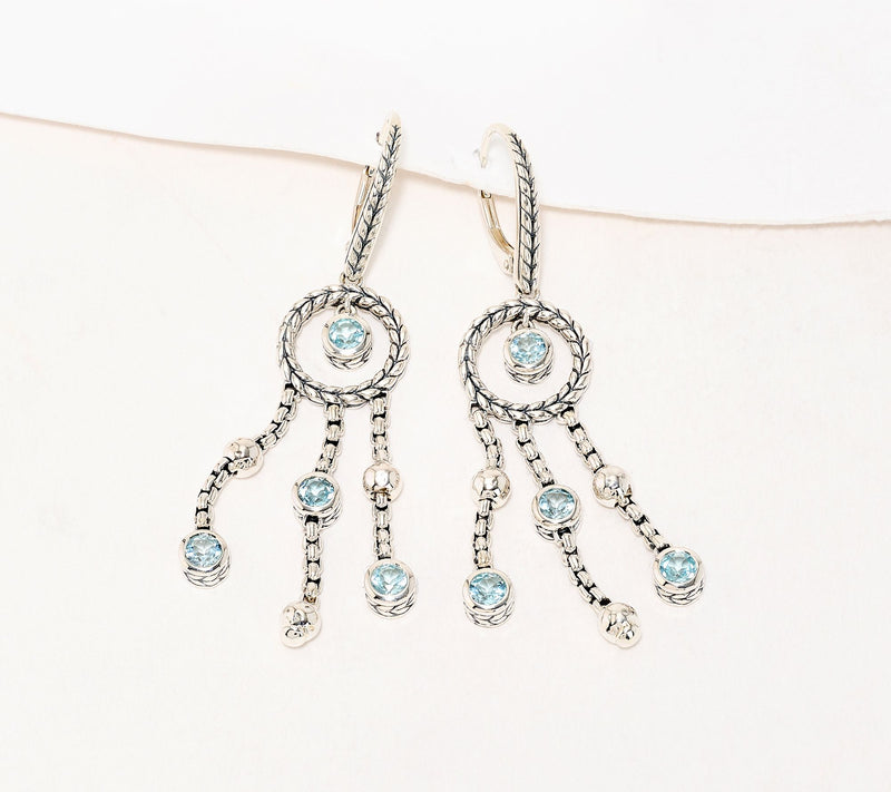 JAI Sterling Silver Gemstone Box Chain Chandelier Earrings — View 15