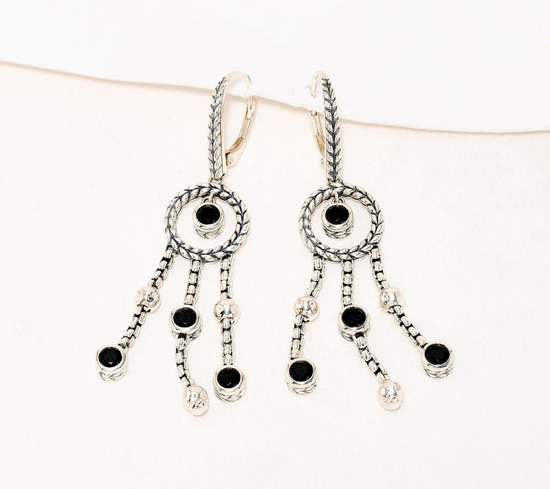 JAI Sterling Silver Gemstone Box Chain Chandelier Earrings — View 16