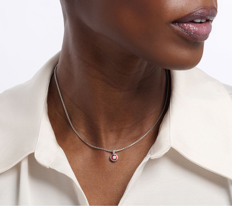 JAI Sterling Silver Solitaire Gem Baby Box Chain Necklace 16-20" — View 4