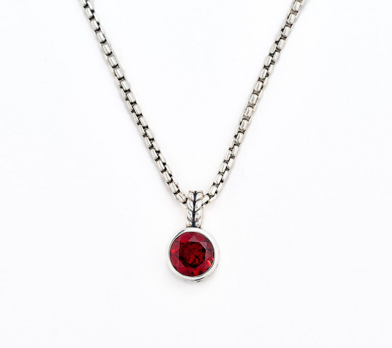 JAI Sterling Silver Solitaire Gem Baby Box Chain Necklace 16-20" — View 11