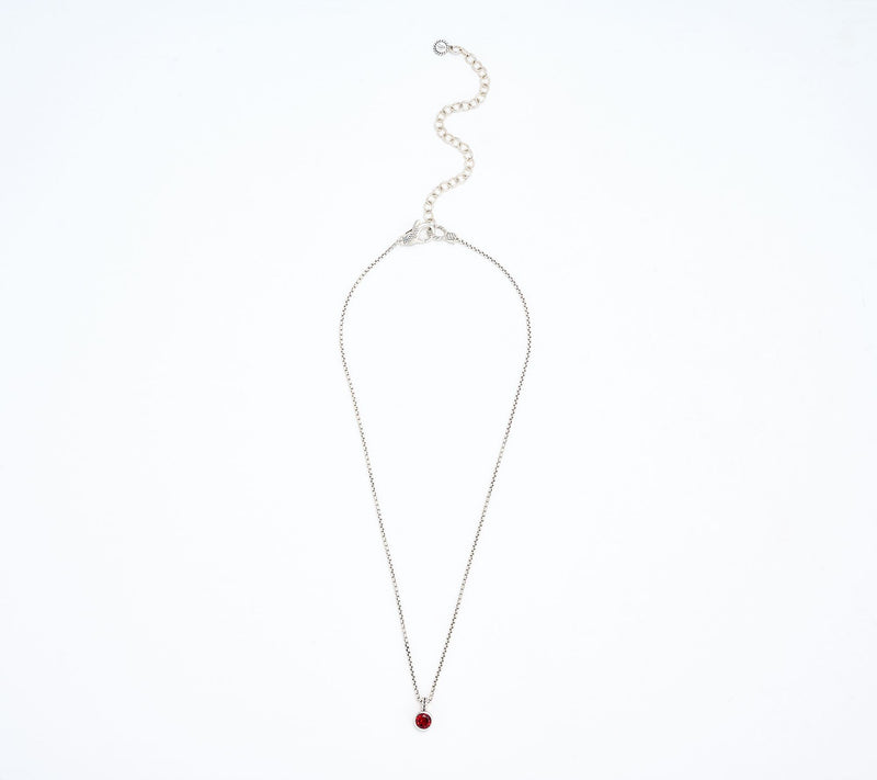 JAI Sterling Silver Solitaire Gem Baby Box Chain Necklace 16-20" — View 2