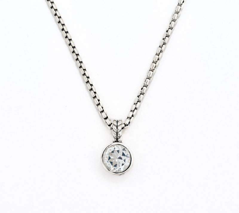 JAI Sterling Silver Solitaire Gem Baby Box Chain Necklace 16-20" — View 14