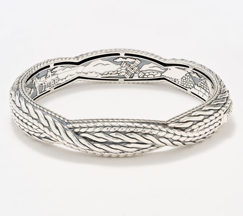 JAI Ireland Sterling Silver Cable Knit Bangle, 45g — Main view