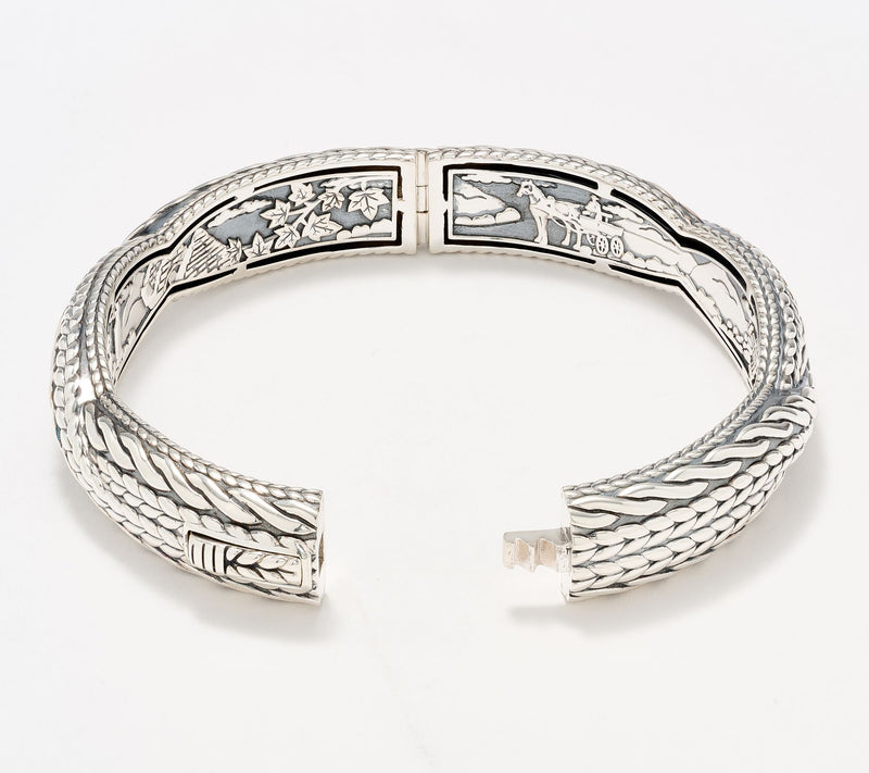 JAI Ireland Sterling Silver Cable Knit Bangle, 45g — View 3