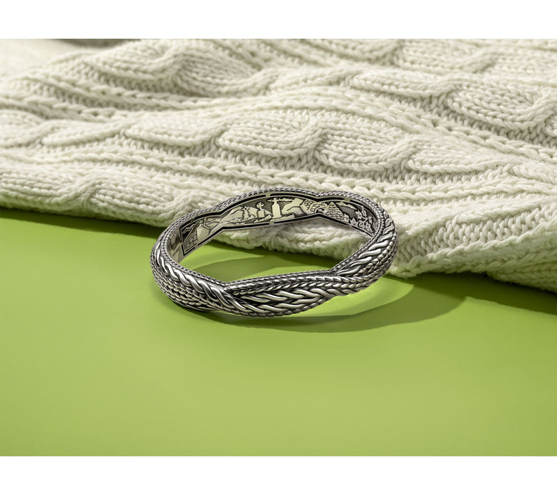 JAI Ireland Sterling Silver Cable Knit Bangle, 45g — View 4