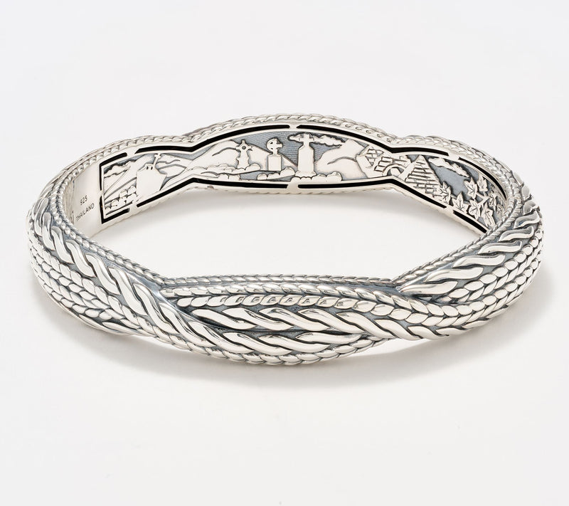 JAI Ireland Sterling Silver Cable Knit Bangle, 45g — View 2