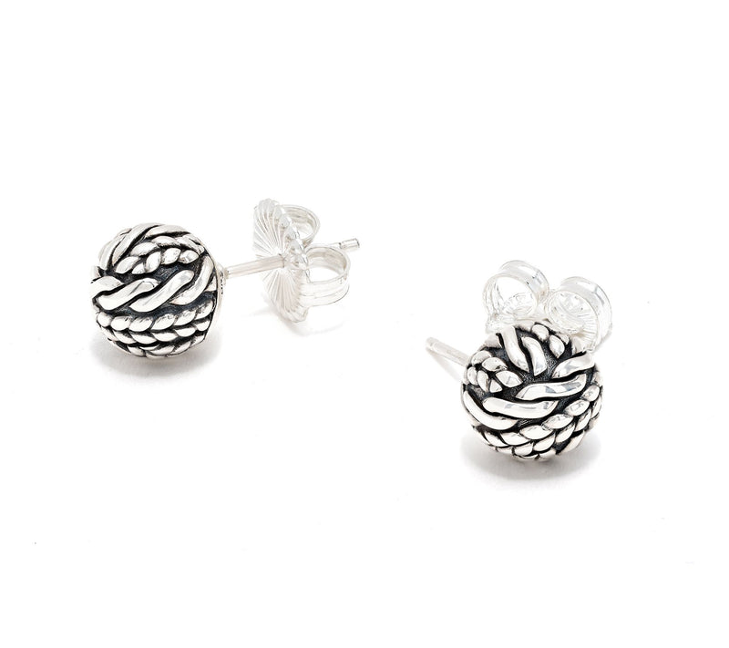 JAI Ireland Sterling Silver Cable Knit Stud Earrings — View 2