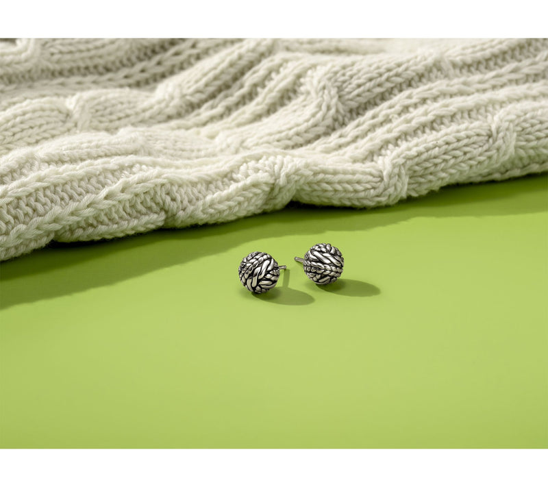 JAI Ireland Sterling Silver Cable Knit Stud Earrings — View 3