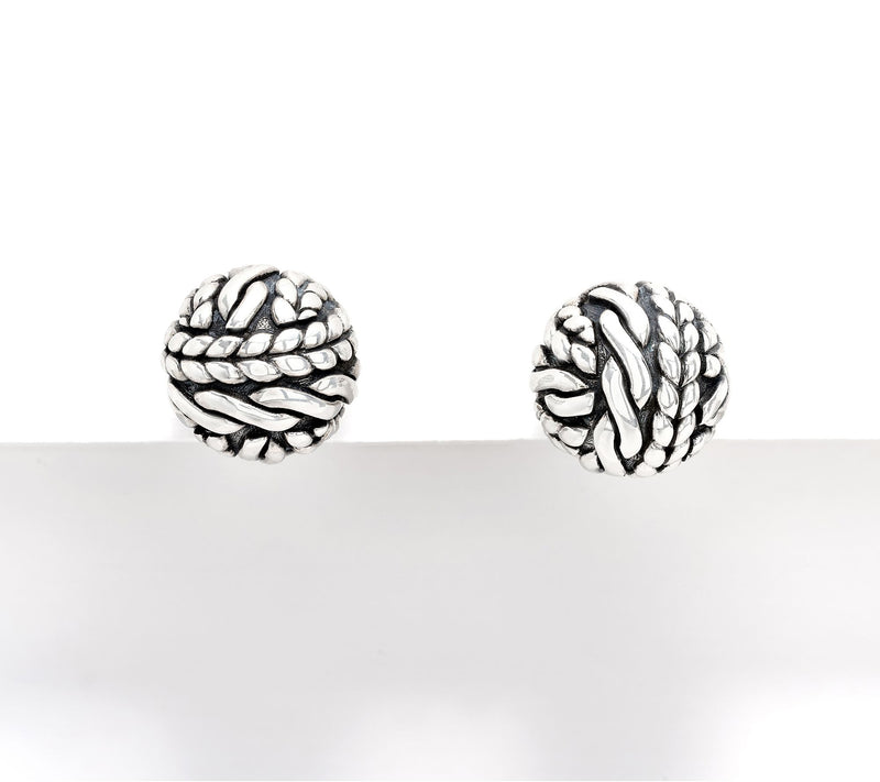 JAI Ireland Sterling Silver Cable Knit Stud Earrings — Main view