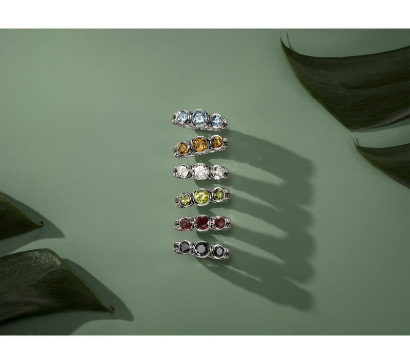 JAI Sterling Silver Triple Bezel Set Gemstone Ring — View 3