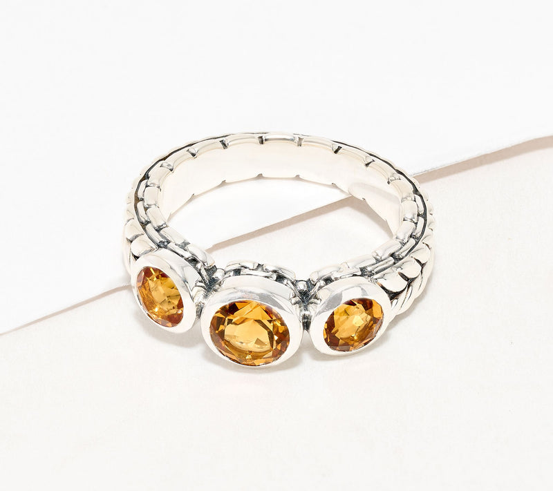 JAI Sterling Silver Triple Bezel Set Gemstone Ring — View 13