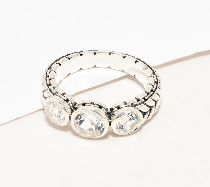 JAI Sterling Silver Triple Bezel Set Gemstone Ring — View 14