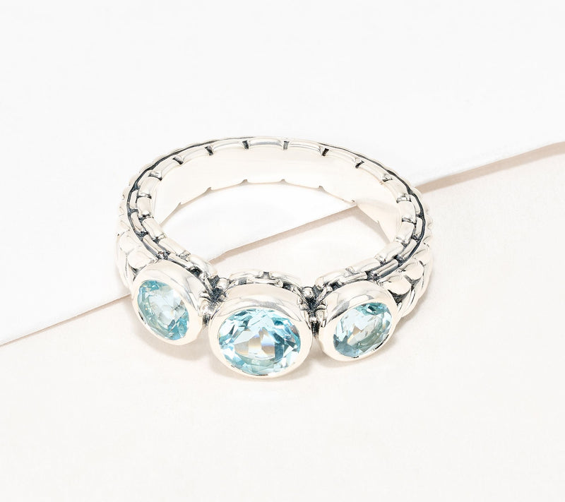 JAI Sterling Silver Triple Bezel Set Gemstone Ring — View 15