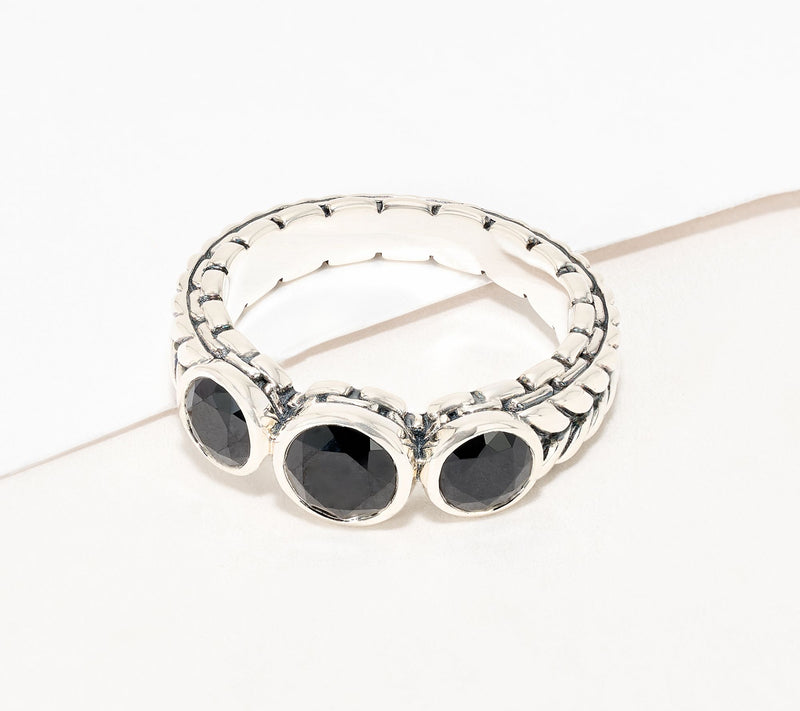 JAI Sterling Silver Triple Bezel Set Gemstone Ring — View 16