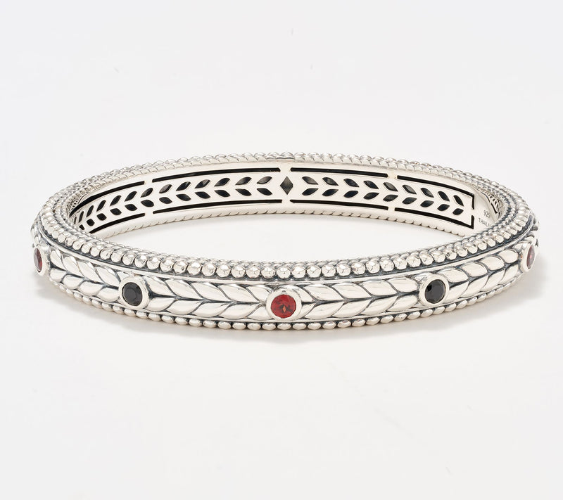 JAI Sterling Silver Multi- Gemstone Basketweave Bangle, 42.5g — View 10