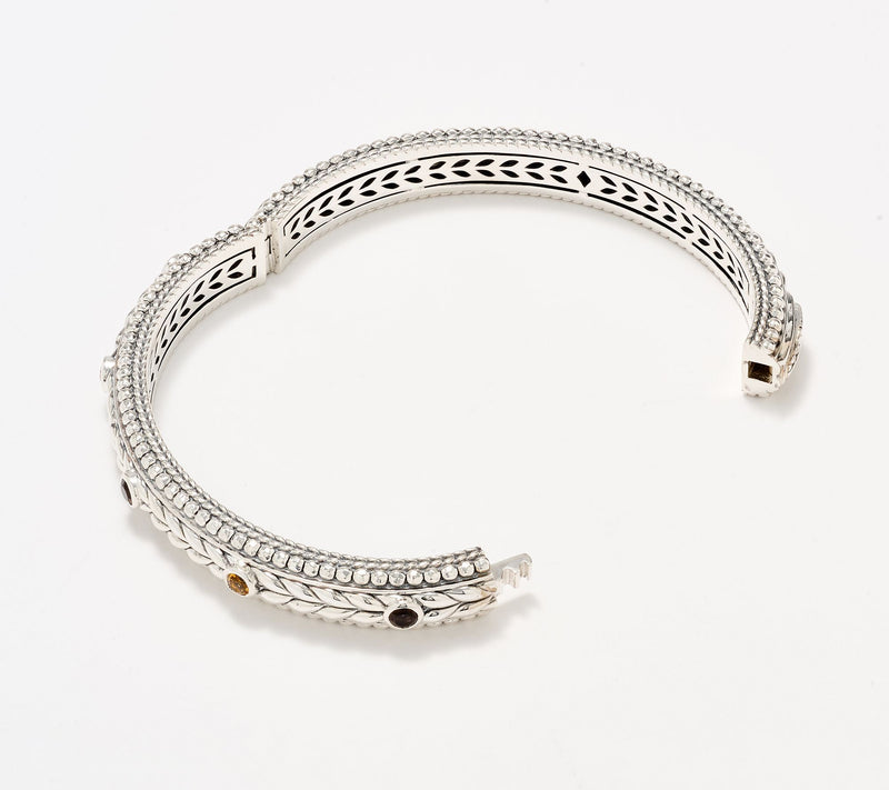 JAI Sterling Silver Multi- Gemstone Basketweave Bangle, 42.5g — View 3
