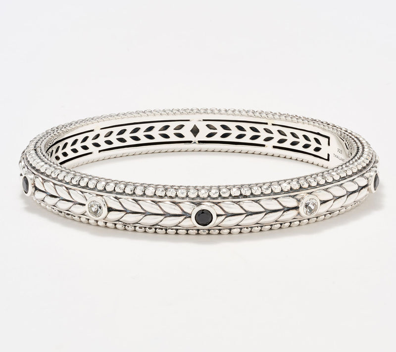 JAI Sterling Silver Multi- Gemstone Basketweave Bangle, 42.5g — View 13