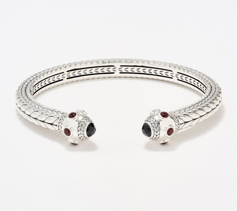 JAI Sterling Silver Multi- Gemstone Basketweave Cuff, 38.7g — View 10