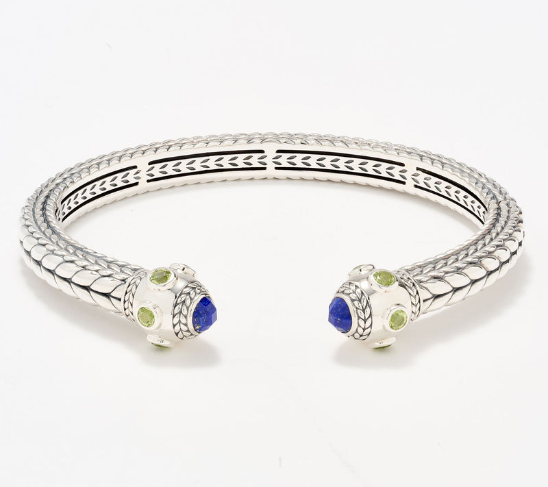JAI Sterling Silver Multi- Gemstone Basketweave Cuff, 38.7g — View 11