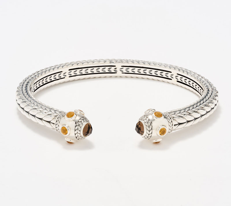 JAI Sterling Silver Multi- Gemstone Basketweave Cuff, 38.7g — View 12
