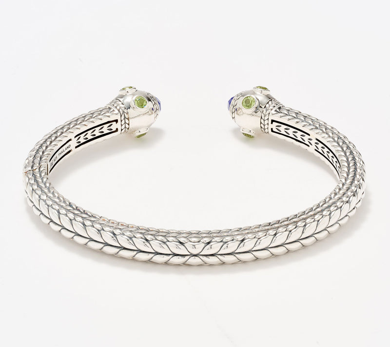 JAI Sterling Silver Multi- Gemstone Basketweave Cuff, 38.7g — View 2