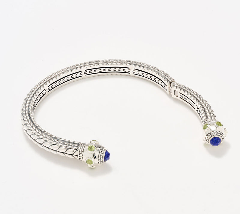JAI Sterling Silver Multi- Gemstone Basketweave Cuff, 38.7g — View 3