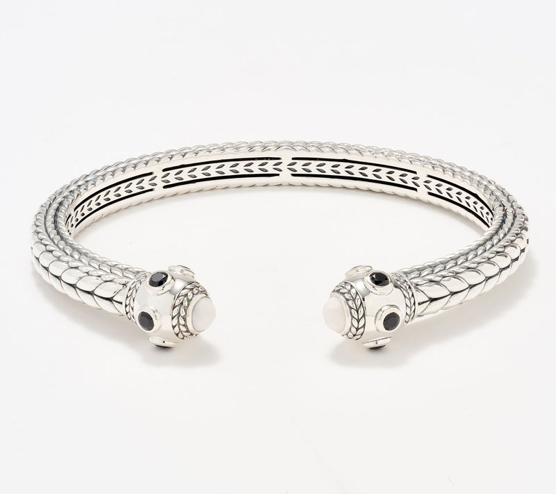 JAI Sterling Silver Multi- Gemstone Basketweave Cuff, 38.7g — View 13