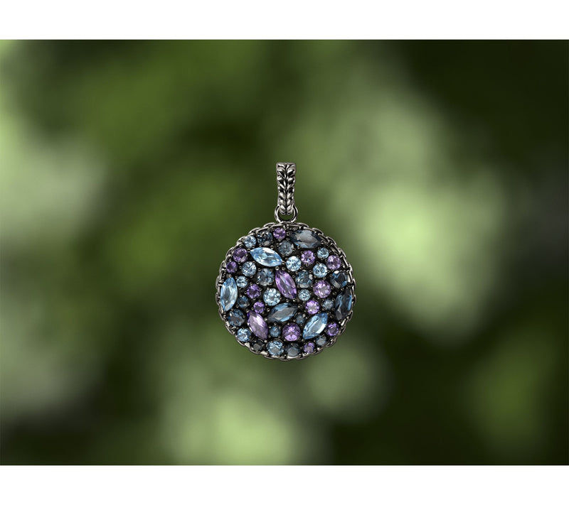 JAI Sterling Silver Multi-Gemstone Disc Enhancer, 7g — View 4