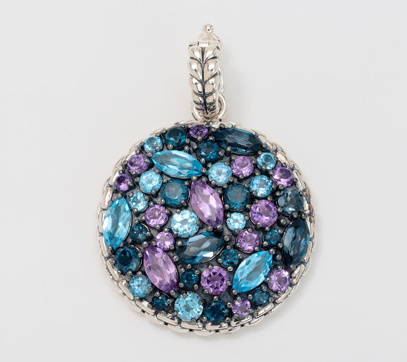 JAI Sterling Silver Multi-Gemstone Disc Enhancer, 7g — View 13