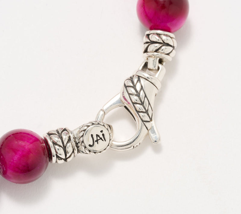 JAI Sterling Silver Message Gemstone Bead Bracelet, 11g — View 2