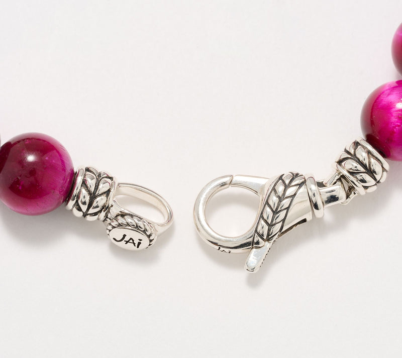 JAI Sterling Silver Message Gemstone Bead Bracelet, 11g — View 3