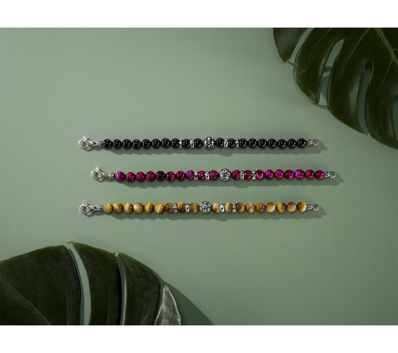 JAI Sterling Silver Message Gemstone Bead Bracelet, 11g — View 4