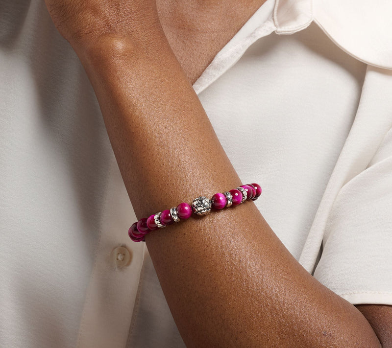 JAI Sterling Silver Message Gemstone Bead Bracelet, 11g — View 5