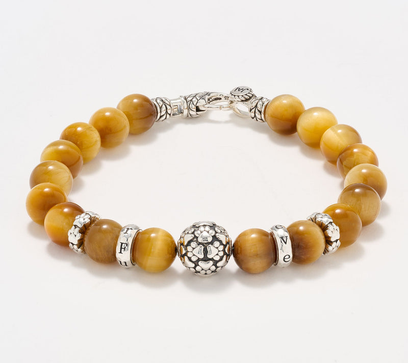 JAI Sterling Silver Message Gemstone Bead Bracelet, 11g — View 11